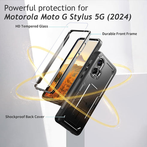 URBANITE for Moto G Stylus 5G (2024) Case, Military Grade Rugged Shockproof Protective Cover with Screen Protector