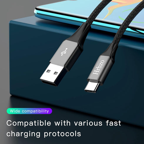 USB-C Cable 3A Fast Charging, 3-Pack 3ft USB A to Type C Charge Nylon Braided Cord Compatible with 15/15Plus/15Pro/15Promax Galaxy S20 S10 S9 S8 Plus Note 10 9 8,PS5,USB C Charger (Black)