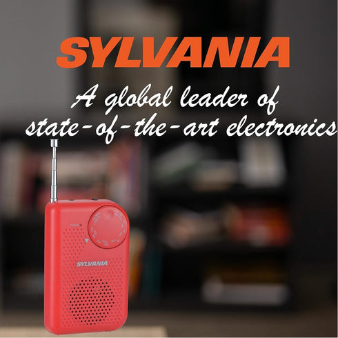 Portable AM/FM Pocket Radio with Built-In Speaker, Red