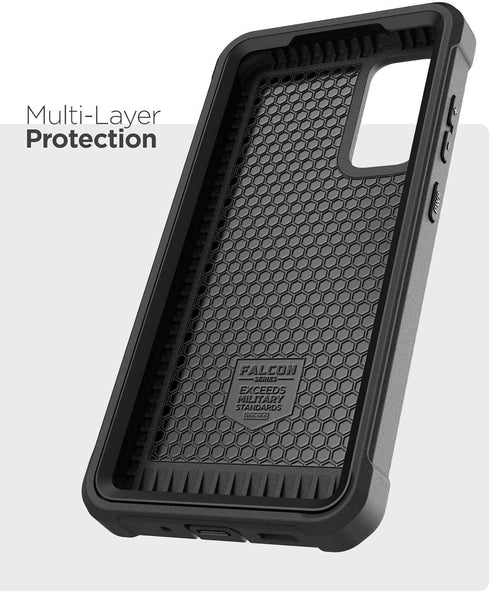ENCASED Falcon Armor for Samsung Galaxy S20 FE - Protective Heavy Duty Full Body Phone Case, Black