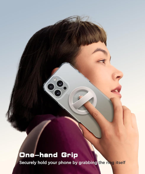 SuydanBox 16/15/14/13/12 Magnetic Phone Grip, Removable Loop Grip with Soft Finger Strap, Silicone Phone Ring Holder