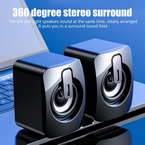 Mini Computer Speaker, Stereo Less Distortion, USB Powered Wired Small Speaker for Desktop PC & Laptop
