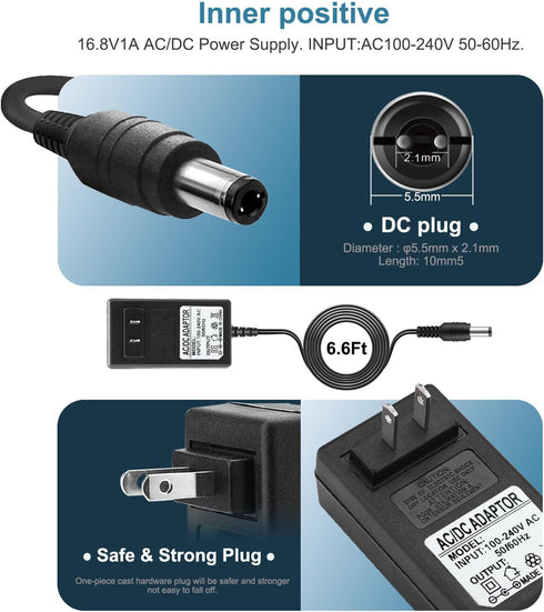 16.8V AC/DC Massage Gun Charger Adapter with 16.8V 0.8A Power Supply Cord for Massage Guns