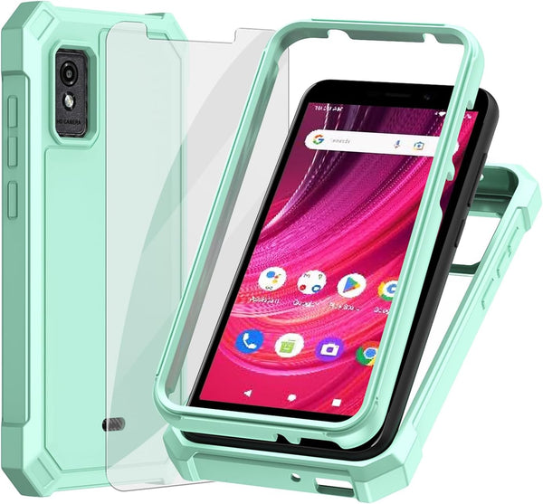 Ailiber Rugged Silicone Cell Phone Case for Blu Studio Mini 2023 with Screen Protector, Shockproof Corners, Mint Green