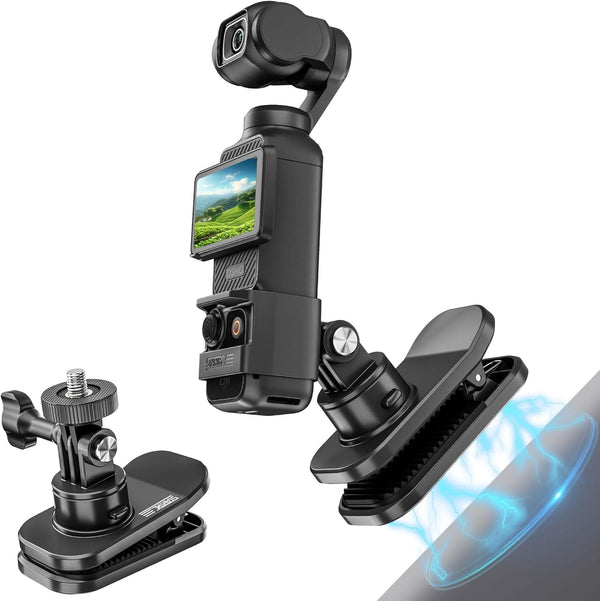 Backpack Mount Clip for DJI OSMO Pocket 3, Magnetic Mounts, 360 Rotation, Action Clips for GoPro, Insta360, Most