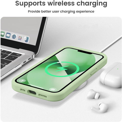Vooii iPhone 13 Case - Matcha, Liquid Silicone, Shockproof, Camera Protection, Soft Anti-Scratch Microfiber Lining, 6.1"
