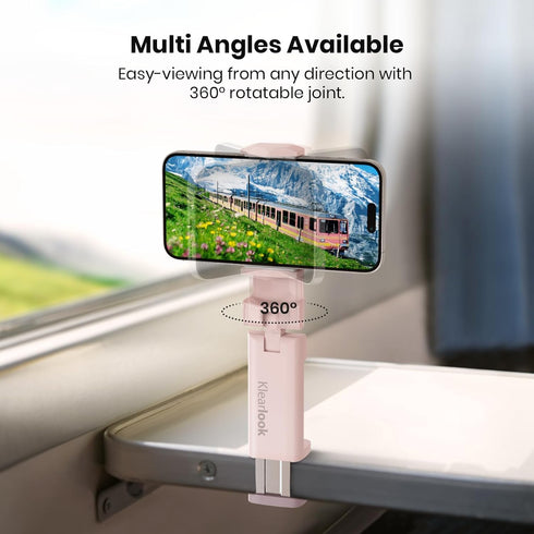 Airplane Travel Essentials Phone Holder, Klearlook Universal Flight Essentials Mount with 360° Rotation, Handsfree