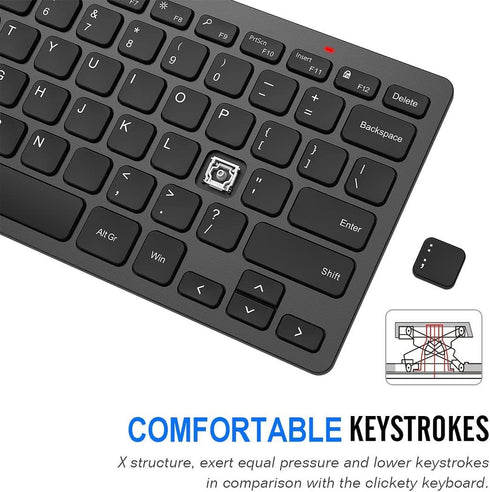 Arteck 2.4G Wireless Keyboard, Ultra Slim Compact Keyboard with Media Hotkeys for Computer Desktop PC Laptop
