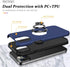 PELEPUES Shockproof Case for iPhone 13, Military Grade Cover with Embedded Finger Ring and Reinforced Metal Stand (Blue)
