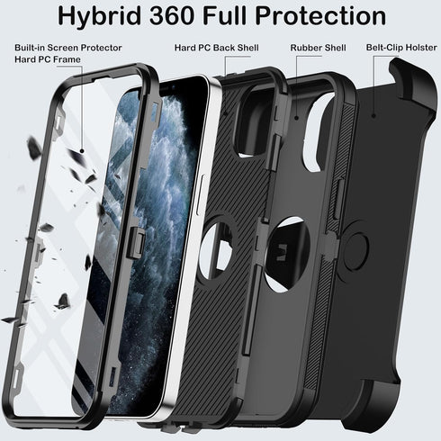 Shop iPhone 11 Pro Case (5.8") - Rugged Black Holster with Built-in Screen Protector & Military Grade Drop Protection.