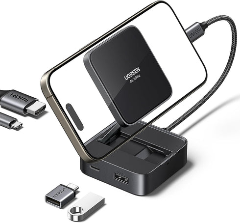 UGREEN USB C Hub, 4-in-1 Magnetic Adapter 4K@60Hz, 100W PD Charging, USB-A and