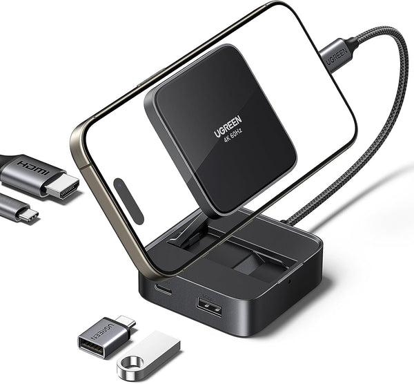 UGREEN USB C Hub, 4-in-1 Magnetic Adapter 4K@60Hz, 100W PD Charging, USB-A and