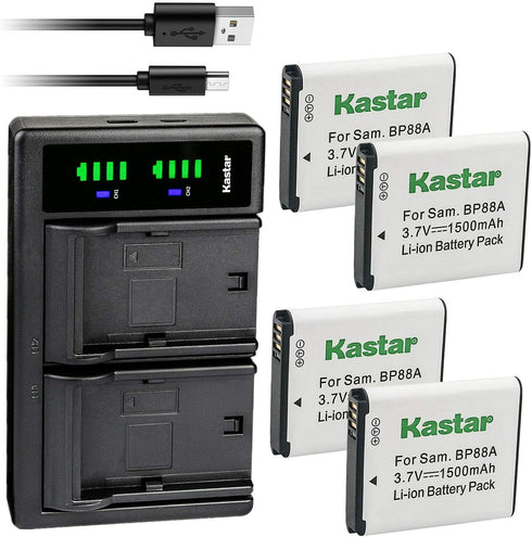 Kastar 4-Pack Battery and LTD2 USB Charger Replacement for Samsung EA-BP88A EABP88A, BP-88A BP88A Battery, Samsung