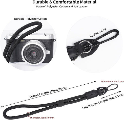 Yoocheese X100vi,X-T5,X100,Canon G7x T100, Z8,Sony a7 Rope Camera Wrist Strap: Safety Hand Straps for Mirrorless