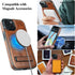 MMHUO iPhone 15 Leather Case, Brown, Ultra Slim Magnetic, Magsafe Compatible, Built-in Stand, Protective Kickstand