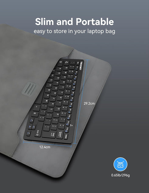 TECKNET 2.4G Wireless Keyboard, Small Wireless Keyboard with Media Hotkeys, Ultra Slim Compact Wireless Keyboard, 12-Month Battery Life, Compatible with PC, Desktop, Laptop, Smart TV - Black
