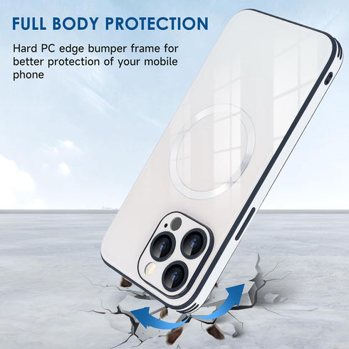 Guppy Magnetic Case for iPhone 15 Pro Max, Scratch Resistant Gradient Glass Back Cover with Full Camera Lens Protector