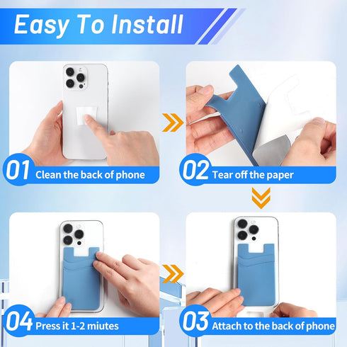 SHANSHUI Phone Card Holder Stick On, Cell Phone Silicone Sticky Wallet Sleeve Pocket Business ID Credit Card Compatible