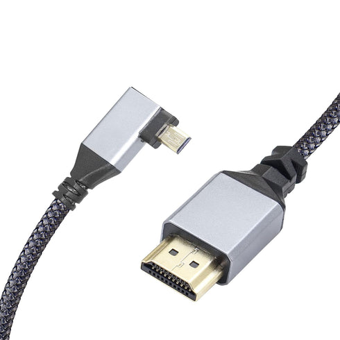 RIIEYOCA 4K Micro HDTV to HDTV Adapter Cable,90 Degree Left Angle Micro