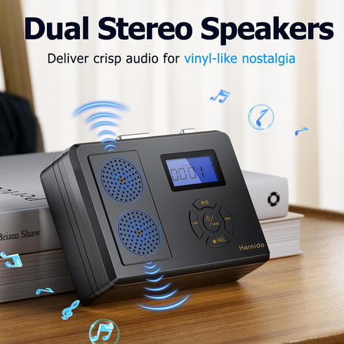 Hernido Cassette Player/MP3 Portable Tape Player, FM Radio/USB Digital Converter, Built-in Dual Stereo Speaker