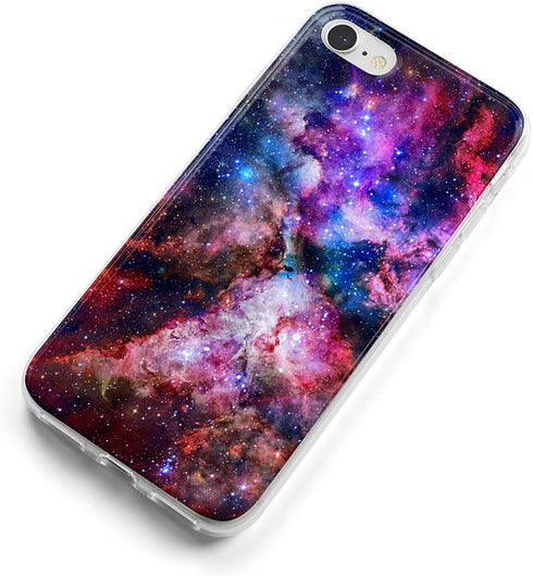Case for iPhone SE 3/2 (2022/2020 Edition) Slim TPU Flexible Soft Silicone Protective Cover, Outer Space Nebula Design
