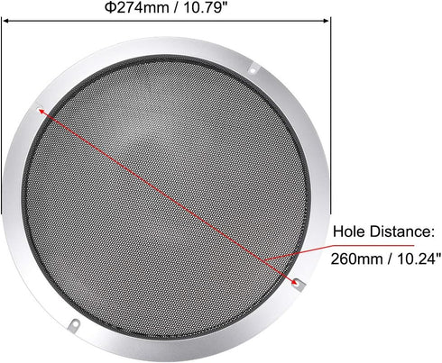 uxcell 10" Speaker Grill Mesh Decorative Circle, Woofer Guard Protector Cover, Silver