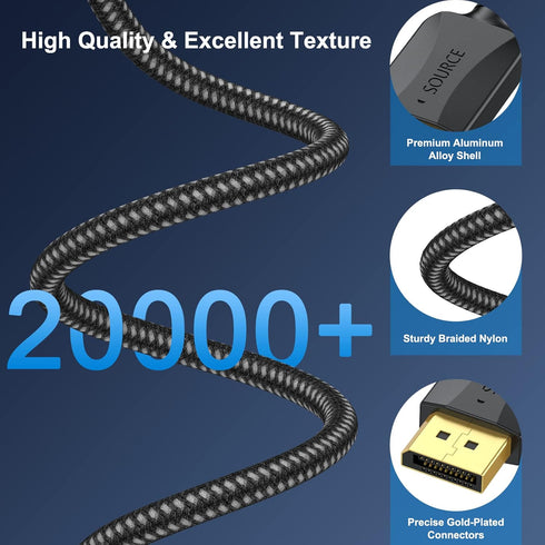 4K DisplayPort to HDMI Cable 1.5 Feet, Short DP to HDMI Male to Male Adapter Cord for Computer, Monitor, TV, Projector