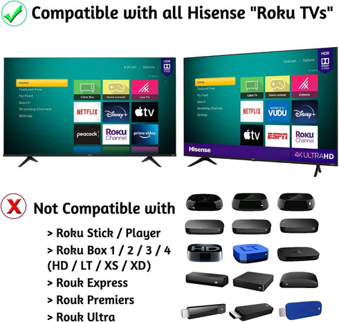 ULTRA PARTS 4K Replacement Remote Control Compatible with All Hisense Roku TV Smart Ultra HDTV Only Works with Hisense