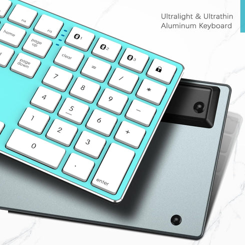 JOYACCESS Bluetooth Multi-Device Wireless Slim Quiet QWERTY Keyboard with Numeric Keypad for Laptop and Computer
