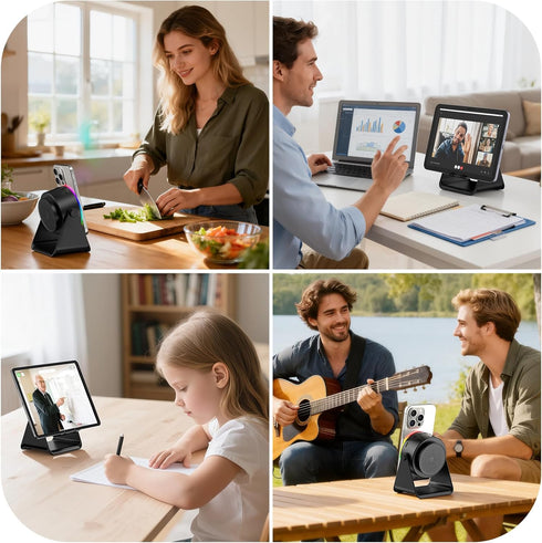 TARKARI 5 1 360 Wireless Induction Speaker, in Bluetooth Speaker, Rotation Cell Phone Stand and Colorful Ambient Light