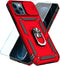 SunStory Red iPhone 12 Pro Max Case, with HD Screen Protector & Slide Camera Cover & Rotated Ring Kickstand