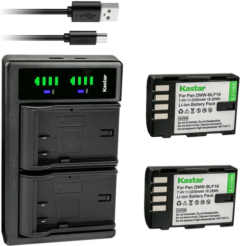 Kastar 2-Pack Battery and USB Charger for Panasonic Lumix DMC-GH3KBODY, GH4, GH4A, GH4H, GH4KBODY, DC-GH5, DC-GH5S