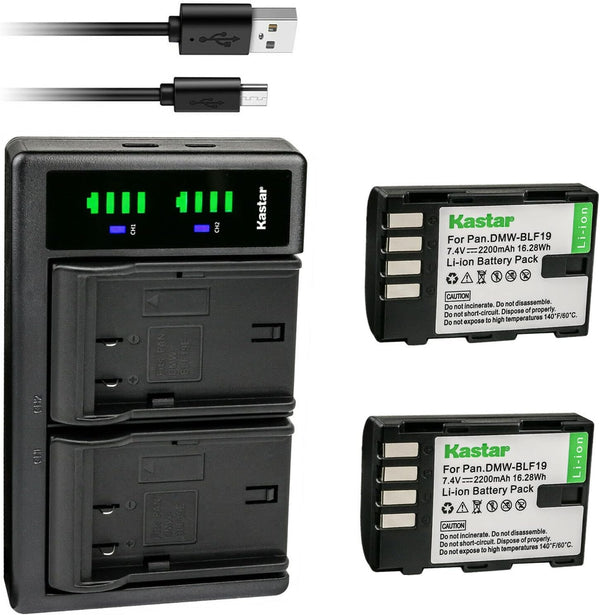 Kastar 2-Pack Battery and USB Charger for Panasonic Lumix DMC-GH3KBODY, GH4, GH4A, GH4H, GH4KBODY, DC-GH5, DC-GH5S