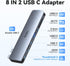 USB C Adapter HDMI Hub for MacBook Pro Air M1 M2 M3, 8 in 2 USB Adapter with HDMI, Thunderbolt 3, Data Ports