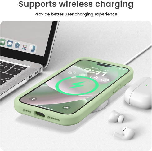 Vooii iPhone 15 Pro Case, Upgrade Defender Liquid Silicone, Shockproof with Enhanced Camera Protection, Matcha