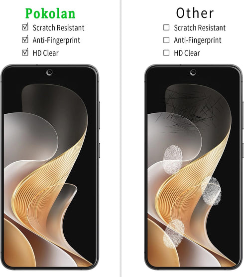 3 Pack S24 5G Pokolan Designed for Samsung Galaxy FE Tempered Glass Screen Protector, Fingerprint Unlocking, Bubble