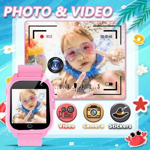 OVV Smart Watch for Kids Age 3-12, Boys & Girls, Waterproof, 1.44'' Touch Screen, 26 Games, HD Camera, MP3 Player,