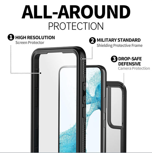 BEASTEK TRE Series Waterproof Case for Samsung Galaxy S22 Plus, IP68 Shockproof Full Body Cover with Screen Protector