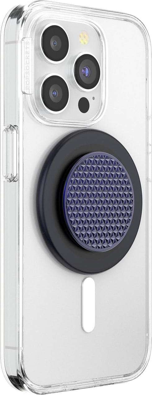 PopSockets Phone Grip Compatible with MagSafe, Phone Holder - Alum Triangle Knurled French Navy, Wireless Charging