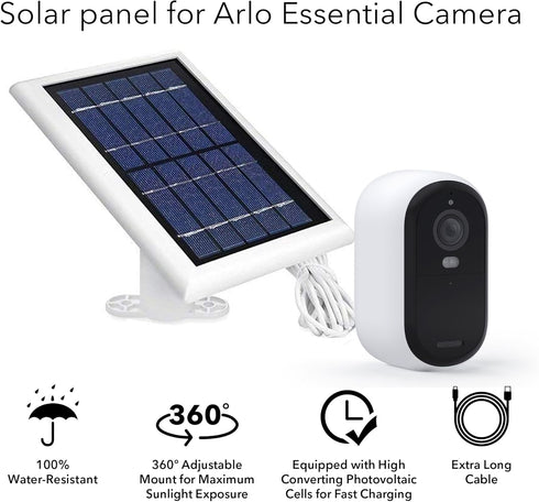 Wasserstein Solar Panel for Arlo Essential 2K Outdoor Security Camera (2nd Gen) / XL (2nd Gen) & Essential Spotlight