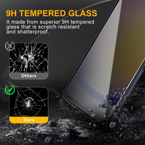 3 Pack Privacy Screen Protector for Samsung Galaxy A25 5G with 3 Pack Camera Lens Protector, Anti Spy Tempered Glass 9H