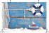 BELECO 5x3ft Fabric Nautical Backdrop Life Buoy and Toy Boat Shells on Blue Wooden Background Phtography Backdrop