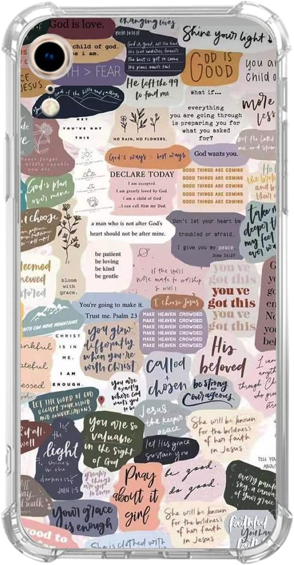 Bible Verses Aesthetic Case for iPhone XR, Cute Indie Christian Positive Quotes Cover for Teens, Trendy TPU Bumper