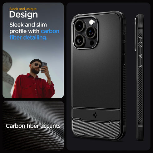 Spigen iPhone 15 Pro Case - Magnetic Rugged Armor MagFit, Matte Black, Extreme Protection, MagSafe Compatible (2023)