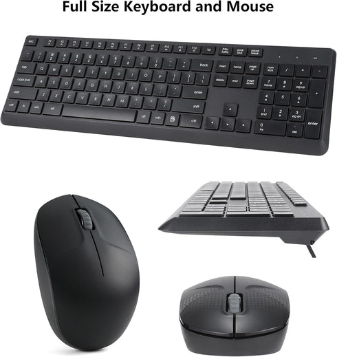 Wireless Keyboard and Mouse Combo for Windows, 2.4G Full-Sized Cordless Keyboard Mouse for Laptop PC Desktop Chrome