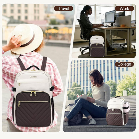 Backpack 15.6 Inch Backpack VANKEAN Laptop for Women with Pouch Pocket for Large Capacity Tumbler, Laptop Computer Bag