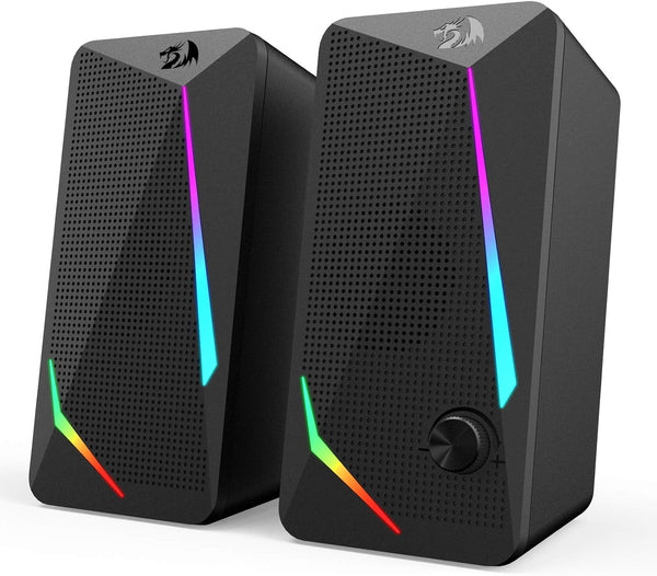 Redragon GS510 RGB Desktop Speakers, 2.0 Channel PC Speaker with 4 LED Backlight Modes, Enhanced Bass, USB Powered