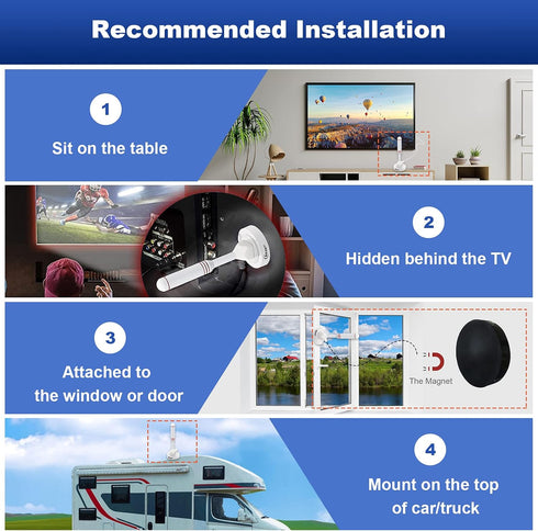 Chaowei Small Indoor Amplified HDTV Antenna with Signal Booster Amplifier - 2023 Digital TV Antenna with Magnetic Base,