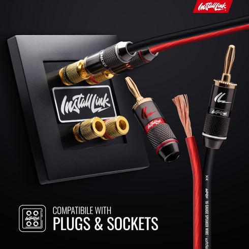 Install Link 16 AWG Gauge Speaker Wire Cable, 30 Feet, Stereo for Car or Home Theater, CCA