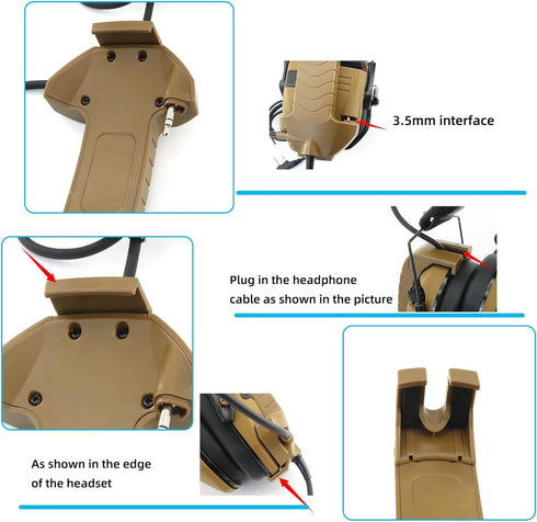 Microphone & PTT for Walker's Razor Noise Cancelling Headphones Airsoft (Coyote Brown)